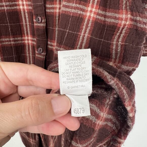 Garnet Hill Women's Size 6 Organic Cotton Plaid Lightweight Gauze Shirt Dress - Picture 10 of 11